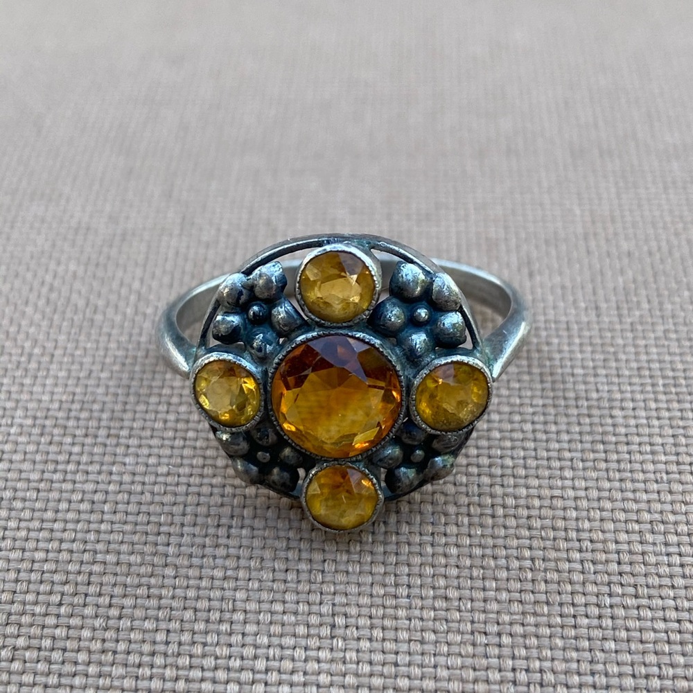 Amber Gems and Floral Ring